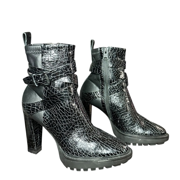 All Saints Havana Crocodile Leather Boots Size 8 - Picture 6 of 13